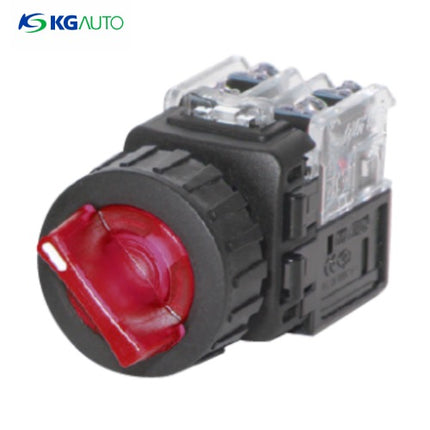KG AUTO Selector Switch, 2-Position, Illuminated, Plastic, Flush Mount, Ø30, Spring Return, Red, KGT-Y2R2D2R, DC 12V/24V 2a2b