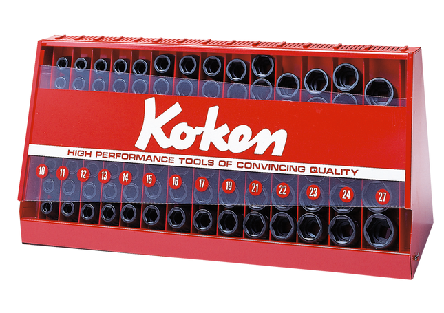 KOKEN 1/2" Drive Impact Socket Set, 6-Point S14240M-98PCS