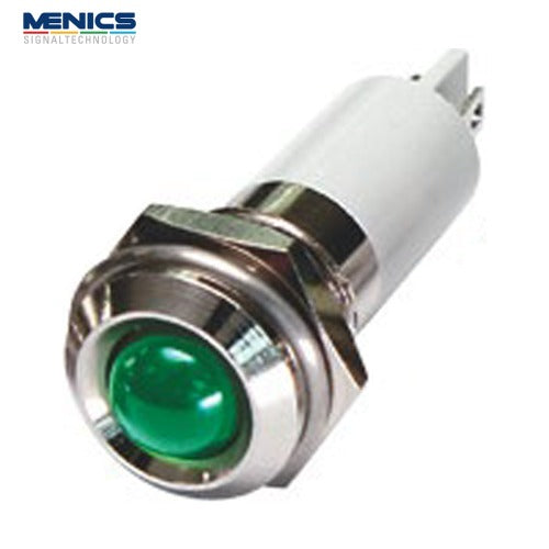 MENICS LED Indicator Light, Ø16mm, Standard, IP67, Round Type, DC3V, Green (Pack of 20) E16R-03G