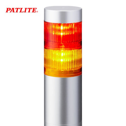 PATLITE Signal Tower Light, LED, Silver Body, 2-Tier, DC24V LR6-202WJNU-RY