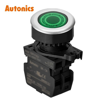 AUTONICS Push Button Switch, LED Illuminated, Ø30, Green, A1 LED AC S3PF-P3GALM