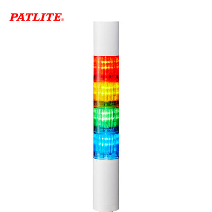 PATLITE Signal Tower Light, LED, Buzzer, Ø40mm, 4-Tier, White Body, Adjustable Angle Bracket, DC24V LR4-402QJBW-RYGB