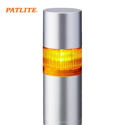 PATLITE Signal Tower Light, LED, Buzzer Type, Silver Body, 1-Tier, Yellow, DC24V LR6-102WJBU-Y