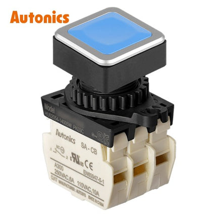 AUTONICS Push Button Switch, Non-Illuminated, Momentary, Ø30mm, Blue, 3b SQ3PFS-P1B3B