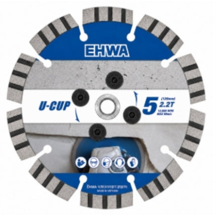 EHWA Dry Blade for Floor Work (Flange Saw) LES 5B 5"×2.2T×15Φ U-CUP ringX