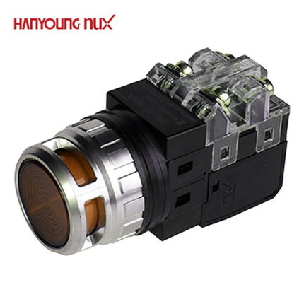 HANYOUNG Push Button Switch, Illuminated, Ø25mm, Yellow, AC100-240V CRX-G25MAY