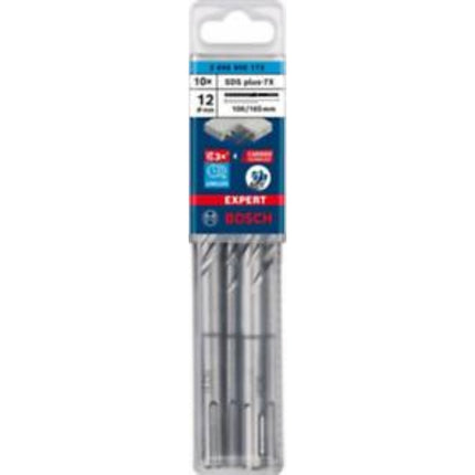 BOSCH EXPERT Hammer Drill Bit, 4-Cutter, SDS Plus-7X 12x100x165 (10 pcs) B-7X120-165 (10pcs