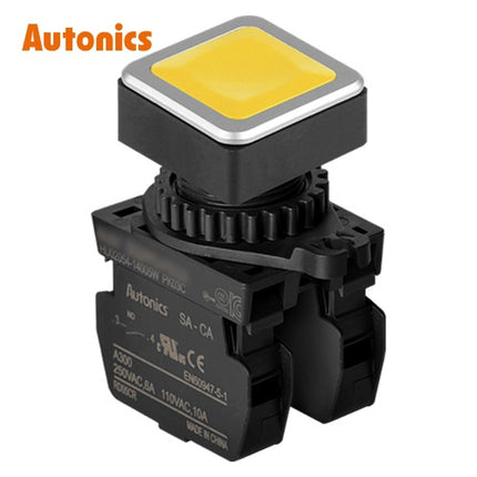 AUTONICS Push Button Switch, Non-Illuminated, Momentary, Ø30mm, Yellow, 2a SQ3PFS-P1Y2A