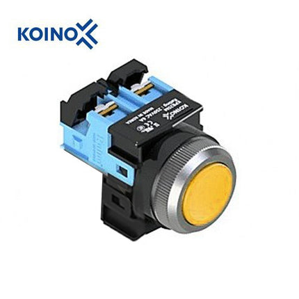 KOINO Push Button Switch, Non-Illuminated, Ø25mm, Yellow, 1a Contact KPB25M-10Y