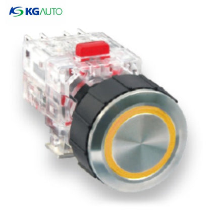 KG AUTO Push Button Switch, Illuminated, Ø22mm, Yellow, Maintained, 1a1b, DC 12V/24V KMX-QAD21Y