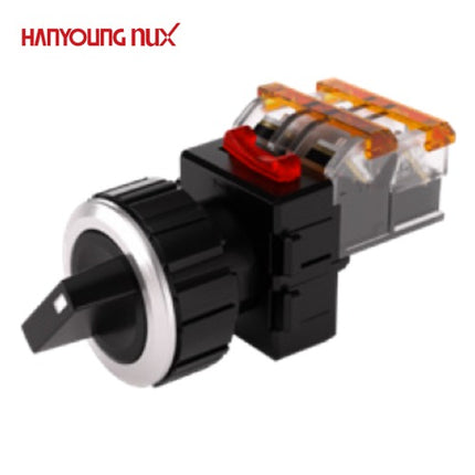 HANYOUNG Selector Switch, 2-Position, Ø30, Maintained, Black, MRS-A2A1 1a1b
