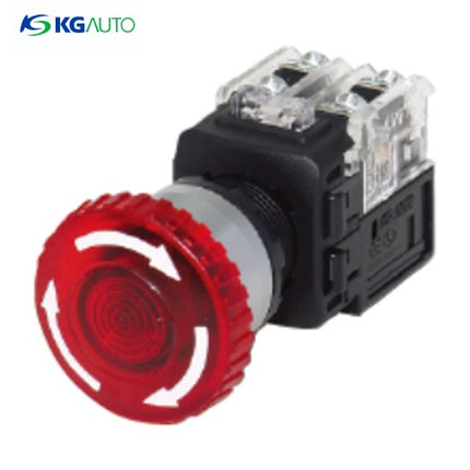 KG AUTO Emergency Stop Switch, Ø22, Illuminated, DC12/24V, 1a1b KGEX-H4RD21R