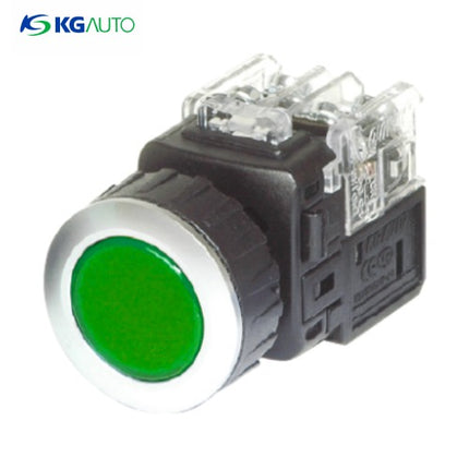 KG AUTO Push Button Switch, Illuminated, Ø30mm, Green, Momentary, AC 110V/220V, 1a1b KGX-LMV21G