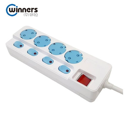 WINNERS Power Strip (Multi-Tap Cord), Safety Cap, Individual Switch, 4-Outlet, No. 3, 3 m (Pack of 10) WMI1-B19484