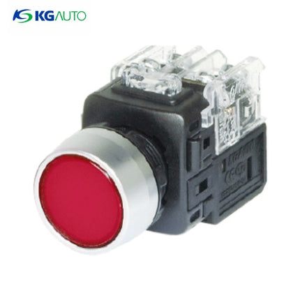 KG AUTO Push Button Switch, Illuminated, Ø22mm, Red, Momentary, KGX-HMV21R, AC 110V/220V 1a1b