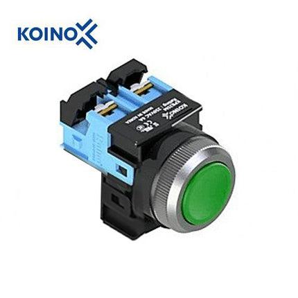 KOINO Push Button Switch, Non-Illuminated, Ø25mm, Green, 1a Contact KPB25M-10G