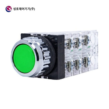 SUNGHO Push Button Switch, Non-Illuminated, Ø25, Green, 3a3b SHPR-25B-3G