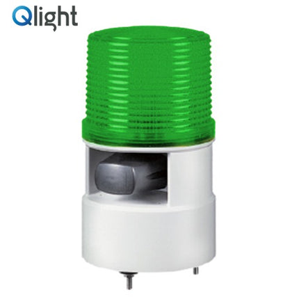 QLIGHT Warning Light, Ø125, Built-in Buzzer, Green S125DL-WM-24-G