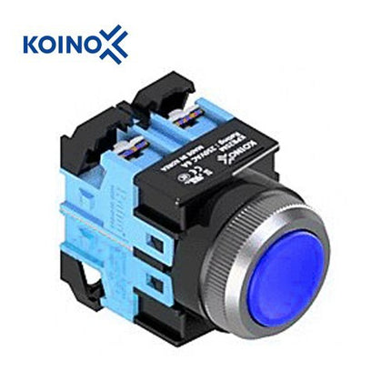 KOINO Push Button Switch, Non-Illuminated, Ø25mm, Blue, 2a Contact KPB25M-B20