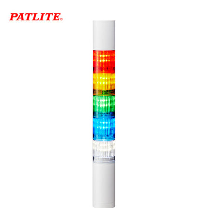 PATLITE Signal Tower Light, LED, Buzzer, Ø40mm, 5-Tier, White Body, Adjustable Angle Bracket, DC24V LR4-502QJBW-RYGBC