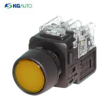 KG AUTO Push Button Switch, Illuminated, Ø22mm, Yellow, Maintained, KGX-NAV22Y, AC 110V/220V 2a2b
