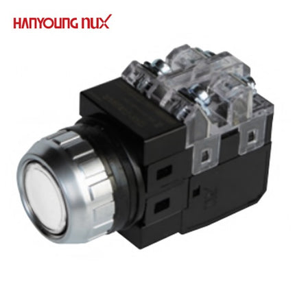 HANYOUNG Push Button Switch, Illuminated, Ø30mm, White, AC100-240V CRX-F30MAW