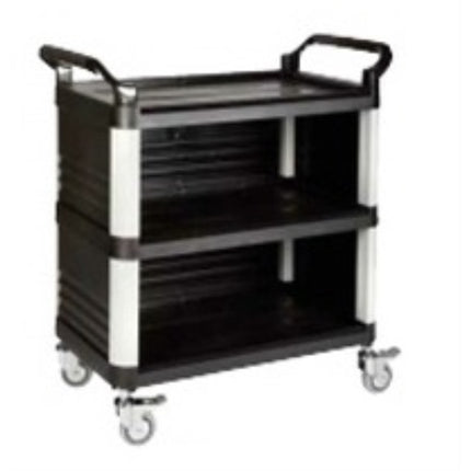 BESTO Multipurpose 3-Tier Serving Cart, Black, with Divider LM3640SBT MIR3
