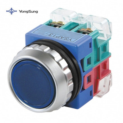 YONGSUNG Push Button Switch, Non-Illuminated, Ø30mm, 2a2b, Blue YSAP13-22N