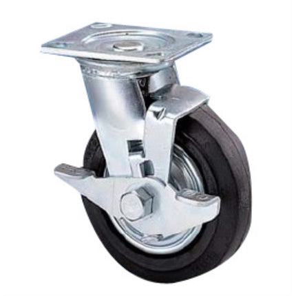 KYUNGCHANG Medium-Duty Caster 4340BK, Brake, Standard, 4" CASTER 4BK(38
