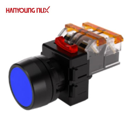 HANYOUNG Push Button Switch, Non-Illuminated, Ø22mm, Blue, MRF-TM1A 1a1b