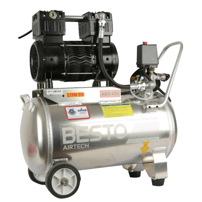 BESTO Aluminum Low-Noise Air Compressor (Oilless Type) AT-3040AL(AL-ABO300 (Korea-made)(low noise)0.78kw,40L,220V,155L/min,8bar,size : 640*340*640