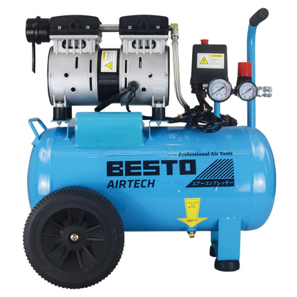 BESTO Low-Noise Air Compressor (Oilless Type) AT-2025LN 2HP 24L 50dB 21Kg 530x300x550 2COUPLER per min95L