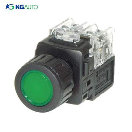 KG AUTO Push Button Switch, Illuminated, Ø25mm, Green, Maintained, KGX-CAV22G, AC 110V/220V 2a2b