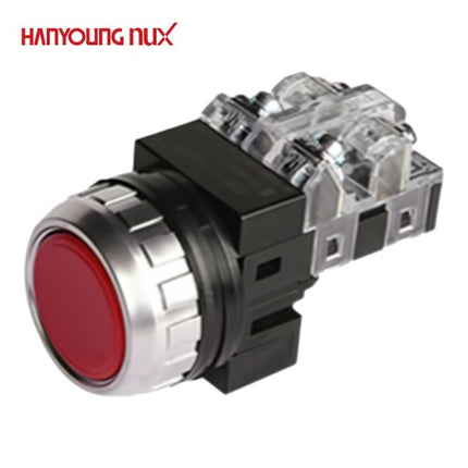 HANYOUNG Push Button Switch, Non-Illuminated, Ø30mm, Red, CRF-F30M1R 1a1b