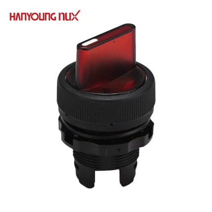 HANYOUNG Selector Switch, 2-Position, Maintained, Illuminated, Red, Upper Unit Only, Lower Contact Block Sold Separately ART-2R