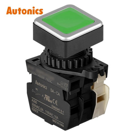 AUTONICS Push Button Switch, Non-Illuminated, Momentary, Ø30mm, Green, 2a1b SQ3PFS-P1G2AB