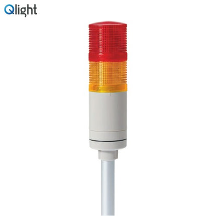 QLIGHT Signal Tower Light, Steady Type, 50mm, 2-Tier, DC24V, Red/Yellow QTGA50L-2-24-RA