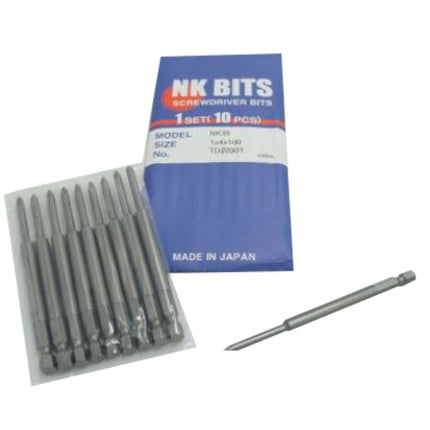 NK Screwdriver Bit (Part 2) NK35 2X4X75 thickness6.35mm,length 75mm (x10 pack)
