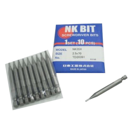NK Screwdriver Bit (Part 2) NK35X 3X150 thickness6.35mm,length 150mm (x10 pack)