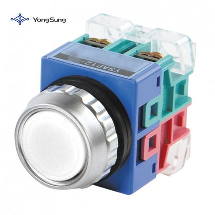 YONGSUNG Push Button Switch, Non-Illuminated, Ø25mm, 2a2b, White YSAP12-22WD