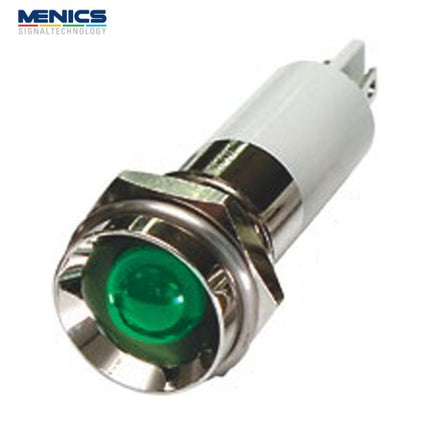 MENICS LED Indicator Light, Ø12mm, Standard, IP67, Protruding Type, AC110V, Green (Pack of 40) E12P-10G