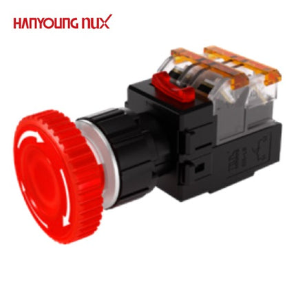 HANYOUNG Emergency Stop Switch, Ø25, Illuminated, Reset Type, Red, MRA-NR2D0R, 12-24V DC/AC 2a2b