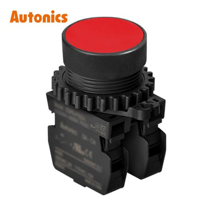 AUTONICS Push Button Switch, Non-Illuminated, Momentary, Ø30mm, Red, 2a S3PR-P1R2AM