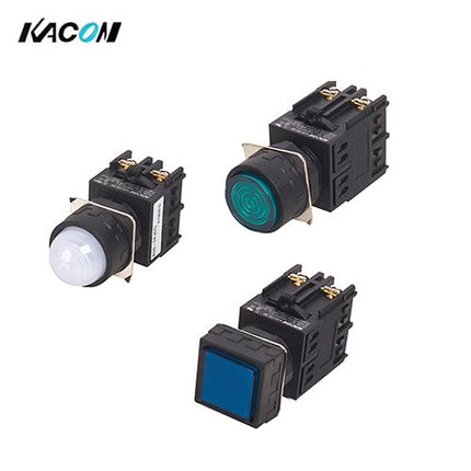 KACON Pilot Lamp, Ø22, Round, Flat Type, Green, RF, AC220V K22-14G