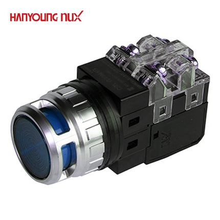 HANYOUNG Push Button Switch, Illuminated, Ø25mm, Blue, AC100-240V CRX-G25MAA