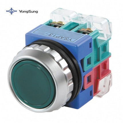 YONGSUNG Push Button Switch, Non-Illuminated, Ø30mm, 3a3b, Green YSAP13-33G