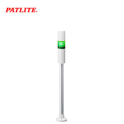 PATLITE Signal Tower Light with Buzzer, Ø40, 1-Tier, White Body, LED, Green, Round Bracket, AC100-240V LR4-1M2PJBW-G