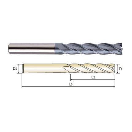 YG-1 4G MILLS Long Coated Carbide End Mill, 4F 4SLCE4-100-120 D10X10X40X120 (SEME7210040120)