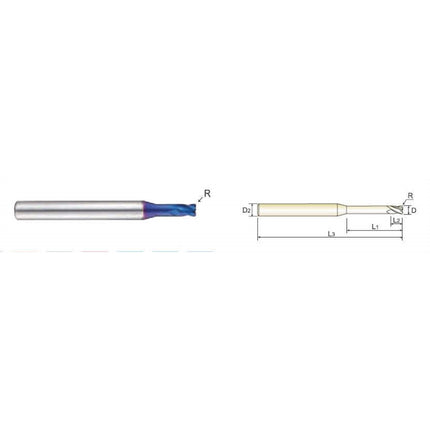 YG-1 X-5070 (S) Long Neck Radius End Mill 4F SXCRE4-02R05-6X D2(R0.5)X4X3(6)X50 (