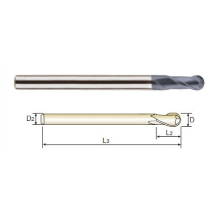 YG-1 4G MILLS Ball End Mill, 2F 4SBE-100R D20.0X20X38X150 (SEMD98200)